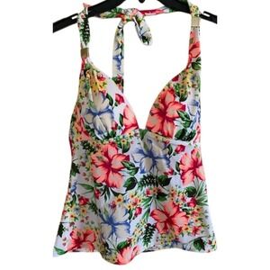 Victorias Secret Floral Halter Tankini Top Size M‎ Euro Summer Romantic Vacation